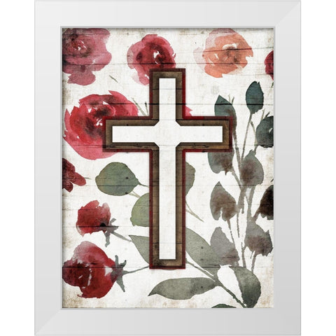 Cross Rose Mate White Modern Wood Framed Art Print by Villa, Mlli