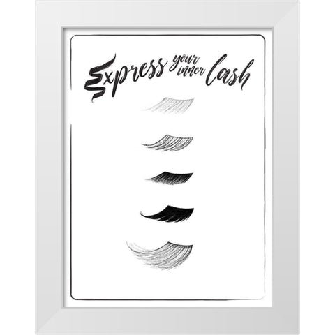 Express Your Inner Lash White Modern Wood Framed Art Print by Villa, Mlli