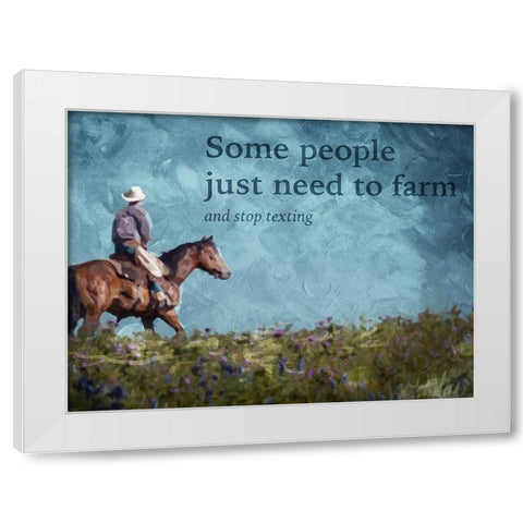 No Cowboy Texting White Modern Wood Framed Art Print by Villa, Mlli