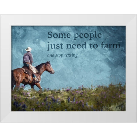 No Cowboy Texting White Modern Wood Framed Art Print by Villa, Mlli