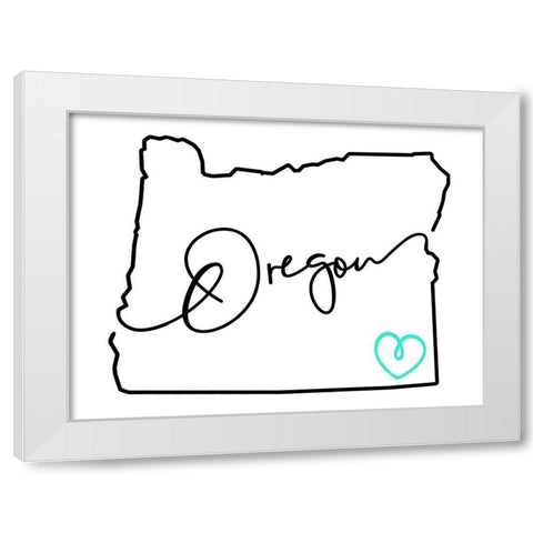 Oregon Love White Modern Wood Framed Art Print by Villa, Mlli
