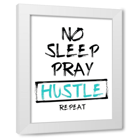 No Sleep Teal White Modern Wood Framed Art Print by Villa, Mlli