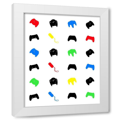 Gamer Pattern Colors White Modern Wood Framed Art Print by Villa, Mlli