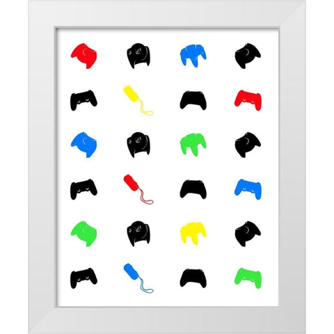 Gamer Pattern Colors White Modern Wood Framed Art Print by Villa, Mlli