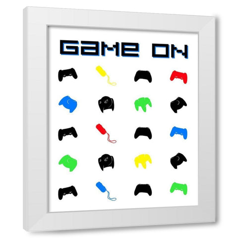 Gamer On Blue White Modern Wood Framed Art Print by Villa, Mlli