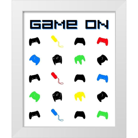 Gamer On Blue White Modern Wood Framed Art Print by Villa, Mlli