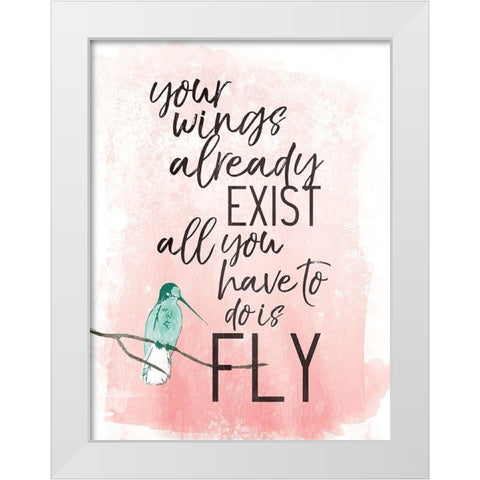 Fly White Modern Wood Framed Art Print by Villa, Mlli