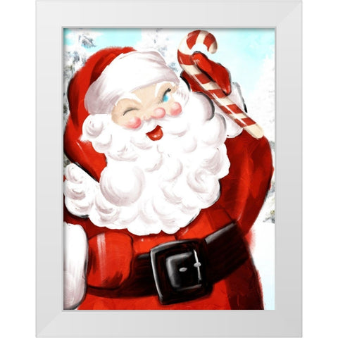 Santa Candy Cane White Modern Wood Framed Art Print by Villa, Mlli