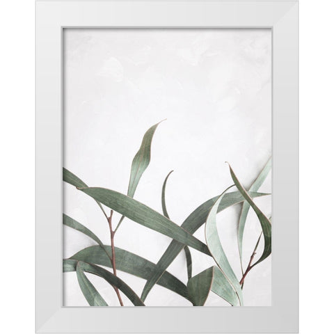 Washed Simple Leaves White Modern Wood Framed Art Print by Villa, Mlli