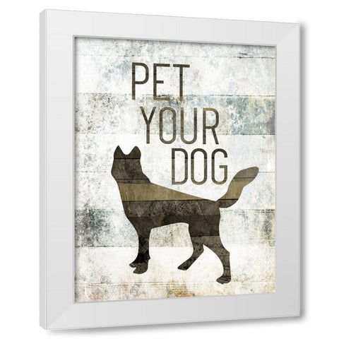 Pet Your Dog White Modern Wood Framed Art Print by Villa, Mlli