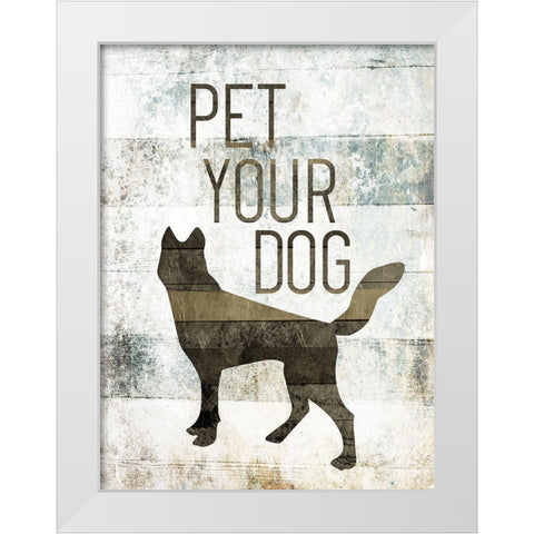 Pet Your Dog White Modern Wood Framed Art Print by Villa, Mlli