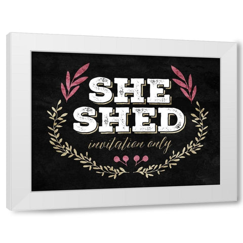 She Shed White Modern Wood Framed Art Print by Villa, Mlli