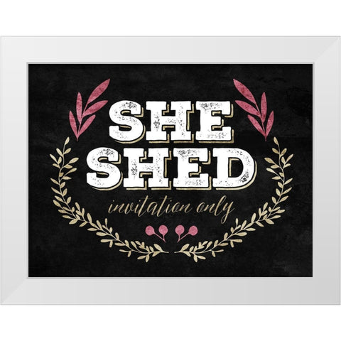 She Shed White Modern Wood Framed Art Print by Villa, Mlli