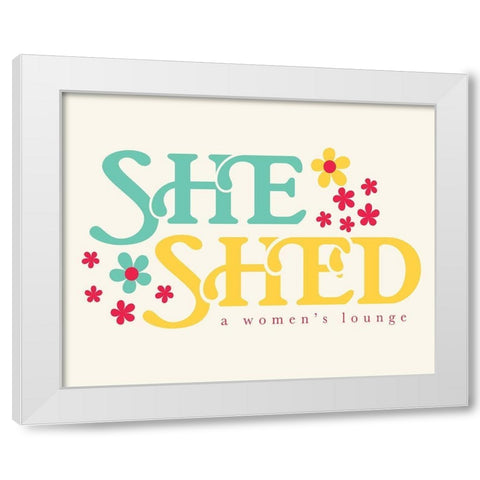 She Shed Lounge White Modern Wood Framed Art Print by Villa, Mlli