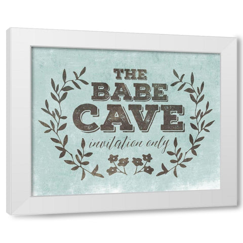 Babe Cave Teal White Modern Wood Framed Art Print by Villa, Mlli