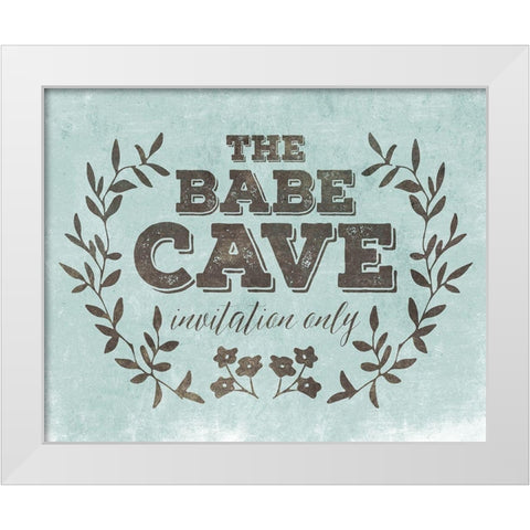 Babe Cave Teal White Modern Wood Framed Art Print by Villa, Mlli