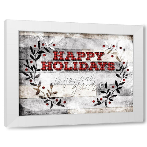 Happy Holidays White Modern Wood Framed Art Print by Villa, Mlli