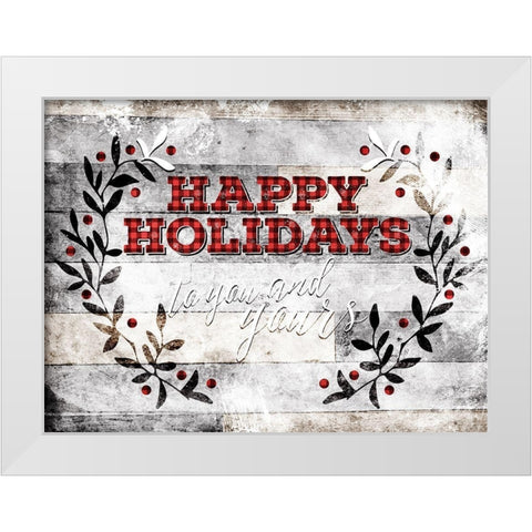 Happy Holidays White Modern Wood Framed Art Print by Villa, Mlli