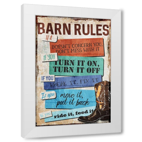 Barn Rules White Modern Wood Framed Art Print by Villa, Milli