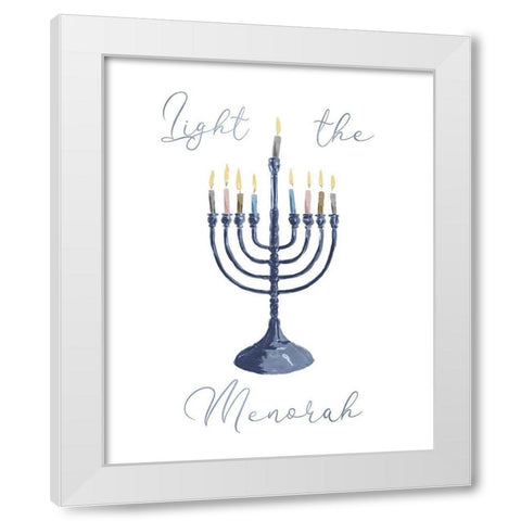 Light The Menorah White Modern Wood Framed Art Print by Villa, Milli