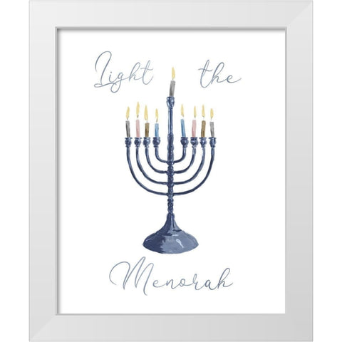 Light The Menorah White Modern Wood Framed Art Print by Villa, Milli