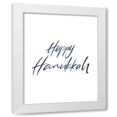 Happy Hanukkah Word White Modern Wood Framed Art Print by Villa, Milli