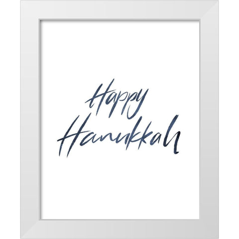Happy Hanukkah Word White Modern Wood Framed Art Print by Villa, Milli