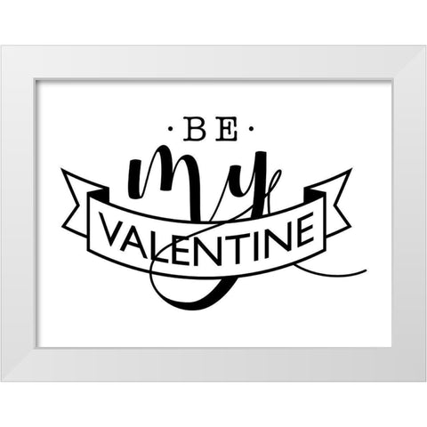 Be My V White Modern Wood Framed Art Print by Villa, Milli