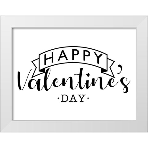 Happy V Day White Modern Wood Framed Art Print by Villa, Milli