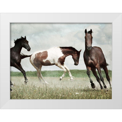 Running Horses 4 White Modern Wood Framed Art Print by Villa, Milli
