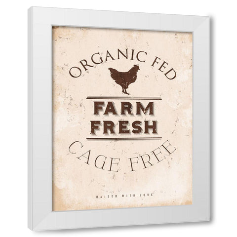 Farm Fresh Chicken White Modern Wood Framed Art Print by Villa, Milli