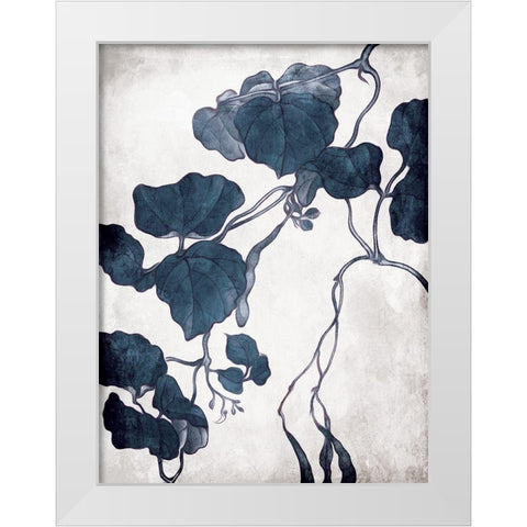 Blue Hanging Leaves 1 White Modern Wood Framed Art Print by Villa, Milli