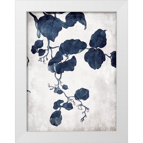Blue Hanging Leaves 2 White Modern Wood Framed Art Print by Villa, Milli