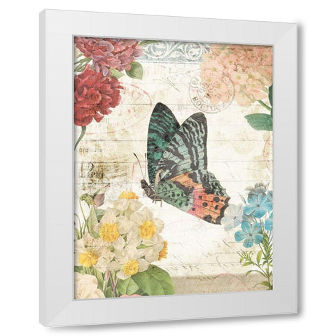 Butterfly Flowers 2 White Modern Wood Framed Art Print by Villa, Milli