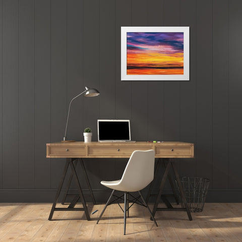 Sunset In Motion White Modern Wood Framed Art Print by Villa, Milli