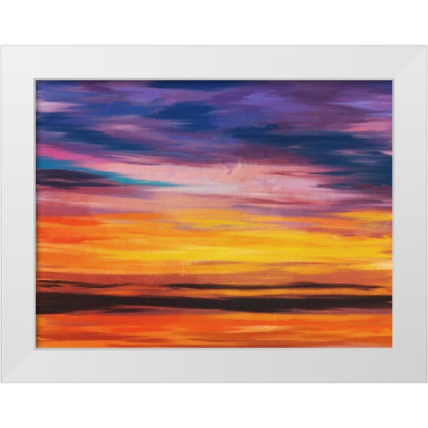 Sunset In Motion White Modern Wood Framed Art Print by Villa, Milli