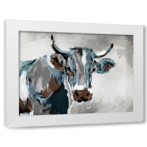Cow Looking White Modern Wood Framed Art Print by Villa, Milli