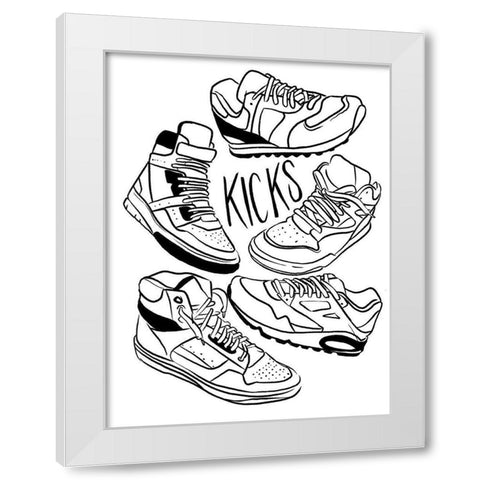 Retro Kicks White Modern Wood Framed Art Print by Villa, Milli