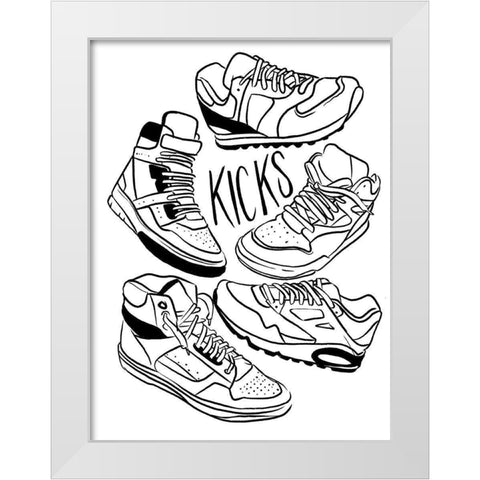 Retro Kicks White Modern Wood Framed Art Print by Villa, Milli
