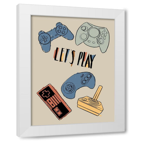 Retro Game Play White Modern Wood Framed Art Print by Villa, Milli
