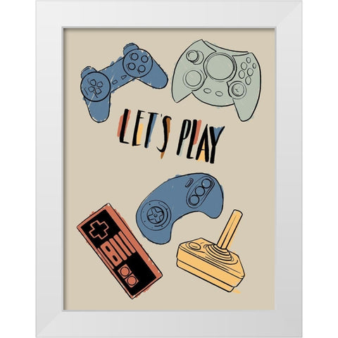 Retro Game Play White Modern Wood Framed Art Print by Villa, Milli