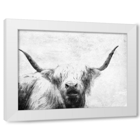 The Bull Look BW White Modern Wood Framed Art Print by Villa, Milli