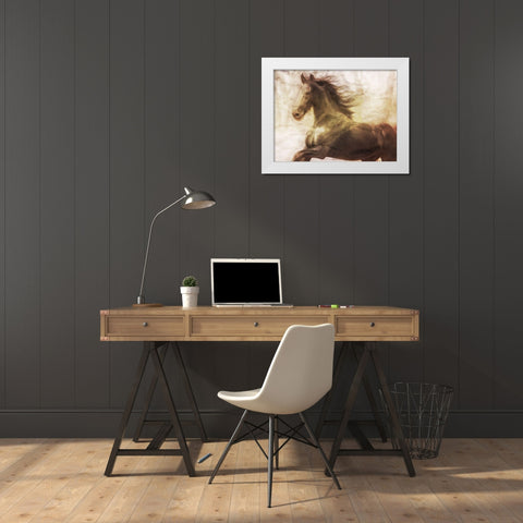 Horse On The Run White Modern Wood Framed Art Print by Villa, Milli