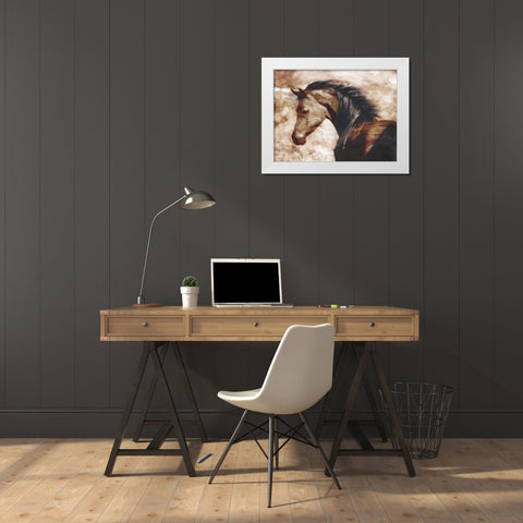 Look At The Horse White Modern Wood Framed Art Print by Villa, Milli