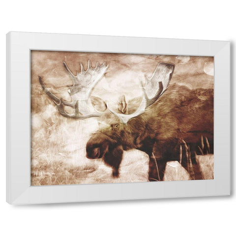 Look At The Moose White Modern Wood Framed Art Print by Villa, Milli