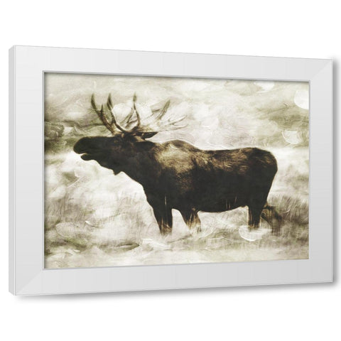 Singing Moose White Modern Wood Framed Art Print by Villa, Milli