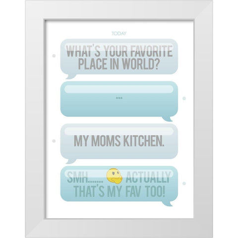 Texting My Fav Place White Modern Wood Framed Art Print by Villa, Milli