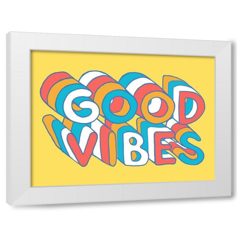 Good Vibes White Modern Wood Framed Art Print by Villa, Milli