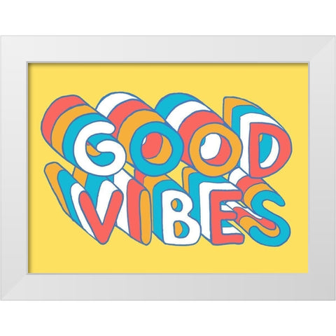 Good Vibes White Modern Wood Framed Art Print by Villa, Milli