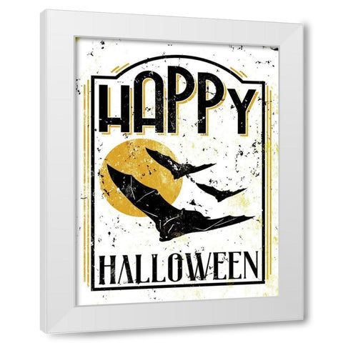 Happy Bat Orange White Modern Wood Framed Art Print by Villa, Milli